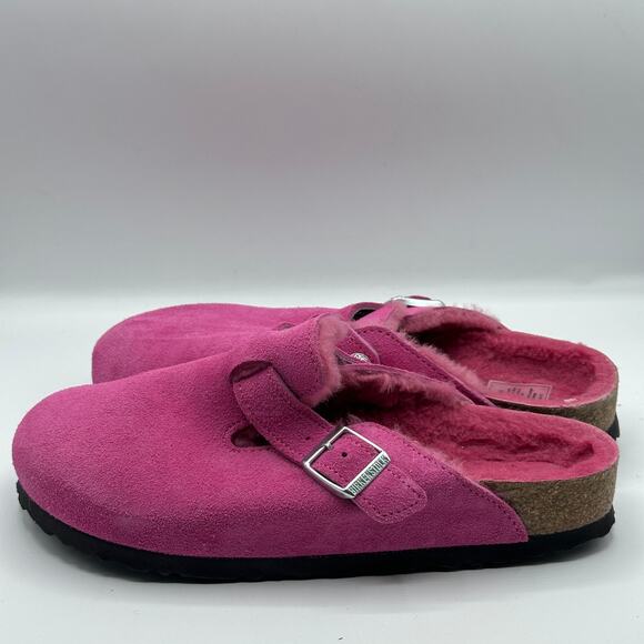 BIRKENSTOCK Boston Shearling Suede Fuchsia Tulip Pink Sz 40/US 9 $179 - Picture 5 of 8